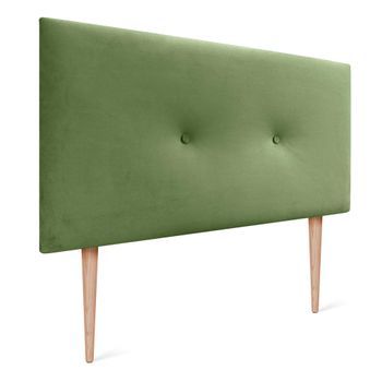 Dhome Cabecero De Terciopelo Liso Con Botones 80x105 Con Patas Camas 80/90 - Verde Selva