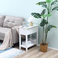 mesa auxiliar con tapa abatible de mdf homcom 605x325x70 cm-blanco