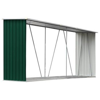Casetilla Para Leña Acero Galvanizado Verde 330x84x152 Cm Vidaxl