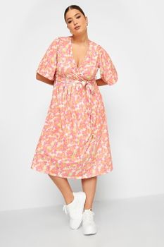 Limited Collection Vestido Coral De Flores Con Lazada, Mujer Curvy Y Tallas Grandes, Limited Collection