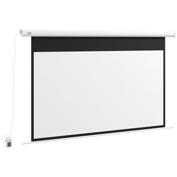 HOMCOM Pantalla de Proyección Eléctrica 84 Pulgadas Formato 16:9 con Mando a Distancia 186x105 cm Blanco   Aosom España