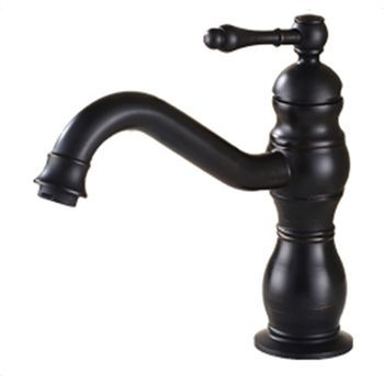 Grifo Mezclador Retro Para Baño, Giratorio 360°, Altura 20 Cm, Color Negro.