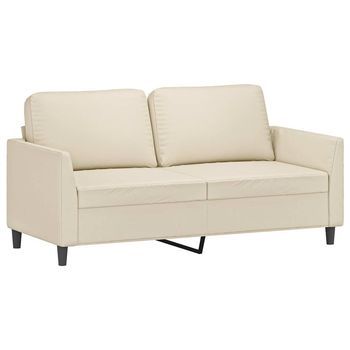 Sofá De 2 Plazas | Sofá De Salón | Sofá De Descanso De Cuero Sintético Color Crema 140 Cm