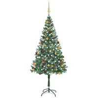 arbol de navidad helado con luces bolas y pinas 180 cm vidaxl