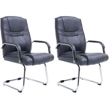 Set De 2 Sillas Cantilever Xxl Attila En Polipiel Simil Cuero Gris 67x60x104 Cm Clp