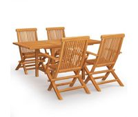 conjunto de comedor de jardin 5 piezas madera maciza de teca