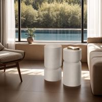 juego de 2 mesas auxiliares diseno robusto 28 x 545 cm blanco