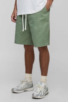 Tall Elasticated Waist Baggy Fit Shorts, Verde