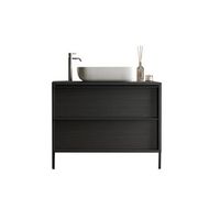mueble de bano con lavabo y 2 cajones longitud 92cm coleccion frassi color negro ceniza