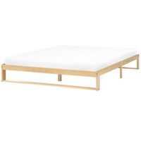 cama con somier estilo minimalista de madera de pino 180 x 200 cm sin cabecero marron claro talairan
