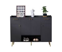 zapatero de panel de particulas con 4 puertasnegro