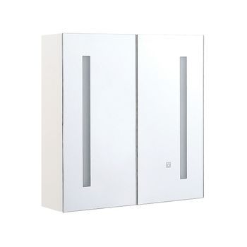Armario De Baño Con Espejo Plateado 60 X 60 Cm De Pared 2 Puertas Con Iluminación Led Chabunco