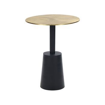 Mesa Auxiliar De Metal Dorado Negro 36 Cm Hecho A Mano Forma Geométrica Tanami