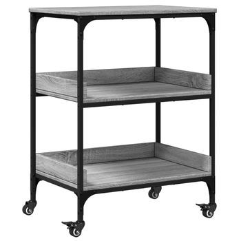 Carrito De Cocina，estantería De Cocina, Carrito De Servir Madera Ingeniería Gris Sonoma 60x41x80,5 Cm
