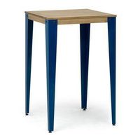 mesa lunds alta 80x80x110cm azul en madera maciza de pino acabado vintage estilo industrial box furniture
