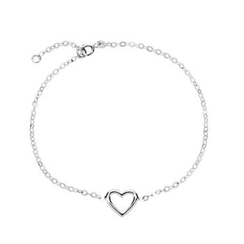 Pulsera corazón para mujer en oro blanco de 14 quilates