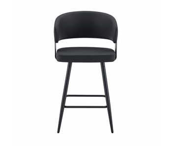 Silla de comedor 52 cm - tapizada con respaldo y reposabrazos, estilo minimalista y moderno mid-century - negro