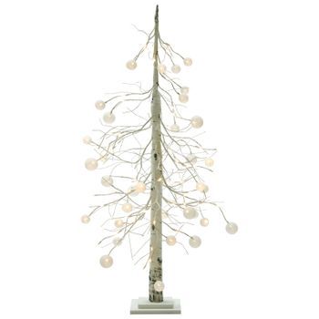 Árbol De Navidad Artificial Con Led 122 Cm Exterior E Interior Moderno Blanco Holar