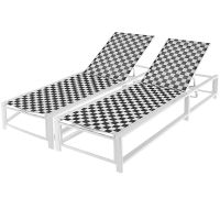 costway set 2 tumbonas exterior con 4 posiciones reclinacion ruedas moviles 150 kg para piscina jardin y terraza 200 x 68 x 31-104 cm negro y blanco