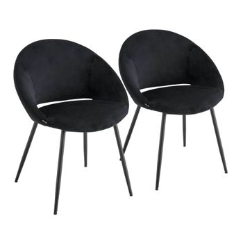 Juego de 2 sillas de acero y terciopelo negro