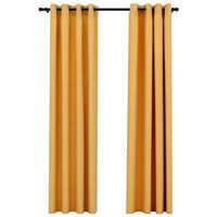 2 piezas cortinas opacas  cortinas oscurantes con ojales look lino amarillo 140x245 cm