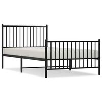cama individual  cama para adultos  estructura cama sin colchon con estribo metal negro 100x200 cm