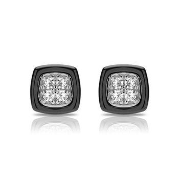 Pendientes cerámica negra plata