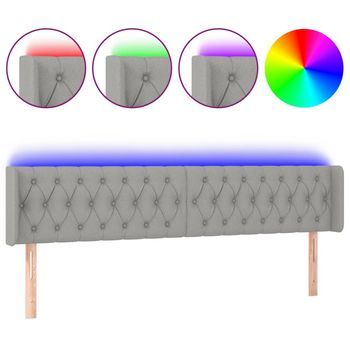 Cabecero Con Led De Tela Gris Claro 183x16x78/88 Cm Vidaxl