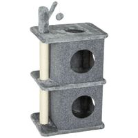 pawhut arbol para gatos de 3 niveles torre para gatos 2 cuevas y superficie de descanso confortable bola 43 x 33 x 80 cm gris oscuro