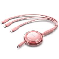 cable usb tipo-c 3 en 1 vention retractil 11m 100w 480mbps rosa