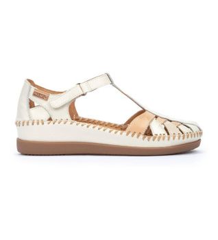 Pikolinos para mujer. W8K-0705C1 Sandalias de Piel Cadaques blanco roto (36), 3 a 5cm, Velcro, Casual