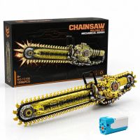 nuevo kit de construccion de motosierra tecnica motorizada modelo moc con luz electrica juguete de plastico seguro regalo para el dia del padre