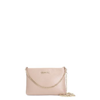 bolso de mano de piel martillada con bandolera de doble cadena nude