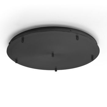 Florón De Techo Redondo De Metal Alice Negro Ip20 Para Lámparas Colgantes - Base De Techo Moderna, Conexión De 6 Orificios, Fácil Instalación