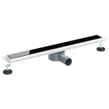 Desagüe De Ducha Con Tapa De Vidrio Y Sifón 360° Negro 70 Cm Vidaxl