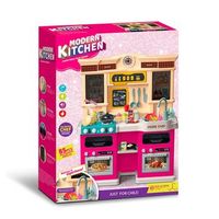 juguete juego de cocina con luz y sonido ahumador y grifo 85 piezas de chipolino