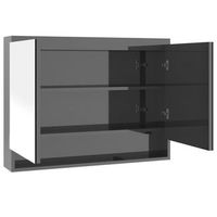 armario de bano  mueble bano con espejo mdf gris brillante 80x15x60 cm