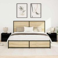 mesita de noche 2 uds - mueble para dormitorio - madera de ingenieria - roble negro 50x40x45cm
