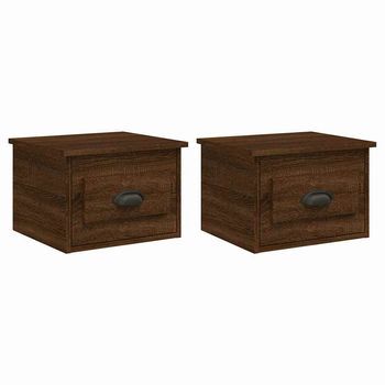 Mesitas De Noche De Pared 2 Uds Color Roble Marrón 41,5x36x28cm Vidaxl