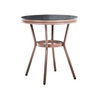 mesa de jardin de ratan sintetico tablero de vidrio templado de o 70 cm estructura de aluminio gris riffredo