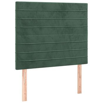 Cabecero Cama Mueble De Dormitorio Con Luces Led Terciopelo 100 X 5 X 118/128 Cm Verde Oscuro M02_0002797