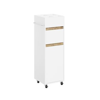 Armario De Baño Móvil Con Cajón, Puerta Y Portatoallas Blanco 30.0x33.0x91.5 Cm Bzr225-wn