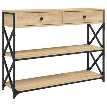 Mesa Consola Madera De Ingeniería Roble Sonoma 100x28x75 Cmm Vidaxl