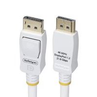 startechcom cable displayport 12 certificado vesa blanco de 18m - cable dp 12 para monitor - 4k 60hz - 216gbps - con pestillo - macho a macho