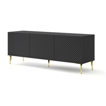 Mesa Tv Ravennac 150x42x56 Negro & Dorado