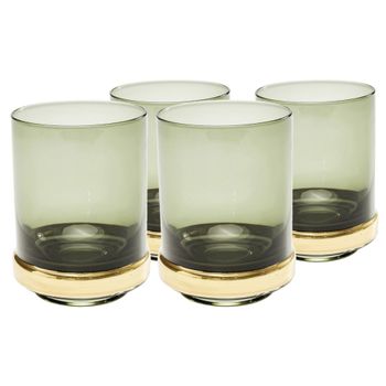 Juego de 4 - Vaso de agua de cristal ahumado verde