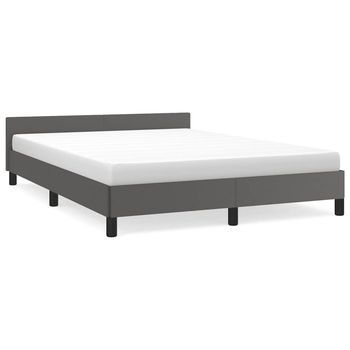 Estructura De Cama Con Cabecero Sin Colchón Gris 140x200 Cm Vidaxl