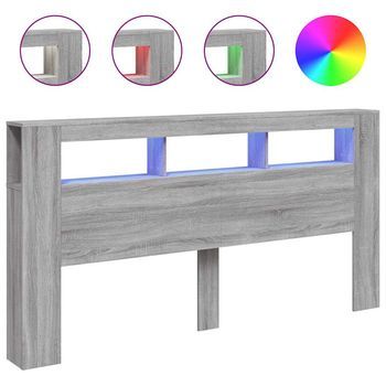 Cabecero Led Madera Ingeniería Gris Sonoma 200x18,5x103,5 Cm