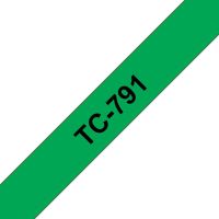 cinta para impresora de etiquetas brother tc-791 negro sobre verde 9 mm 77 m