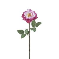 tallo de rosa abierta artificial rosa y crema h64